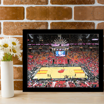Overview of Court Miami Heat, Stadium Canvas, Sport Art, Gift for him, Framed Art Print Wall Decor, Picture Framed
