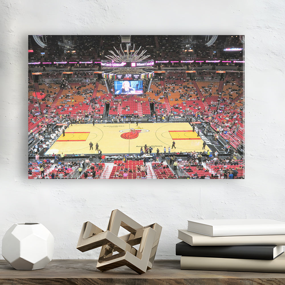 Overview of Court Miami Heat, Stadium Canvas, Sport Art, Gift for him, Man Cave Decor, Art Print, Canvas Print Wall Art
