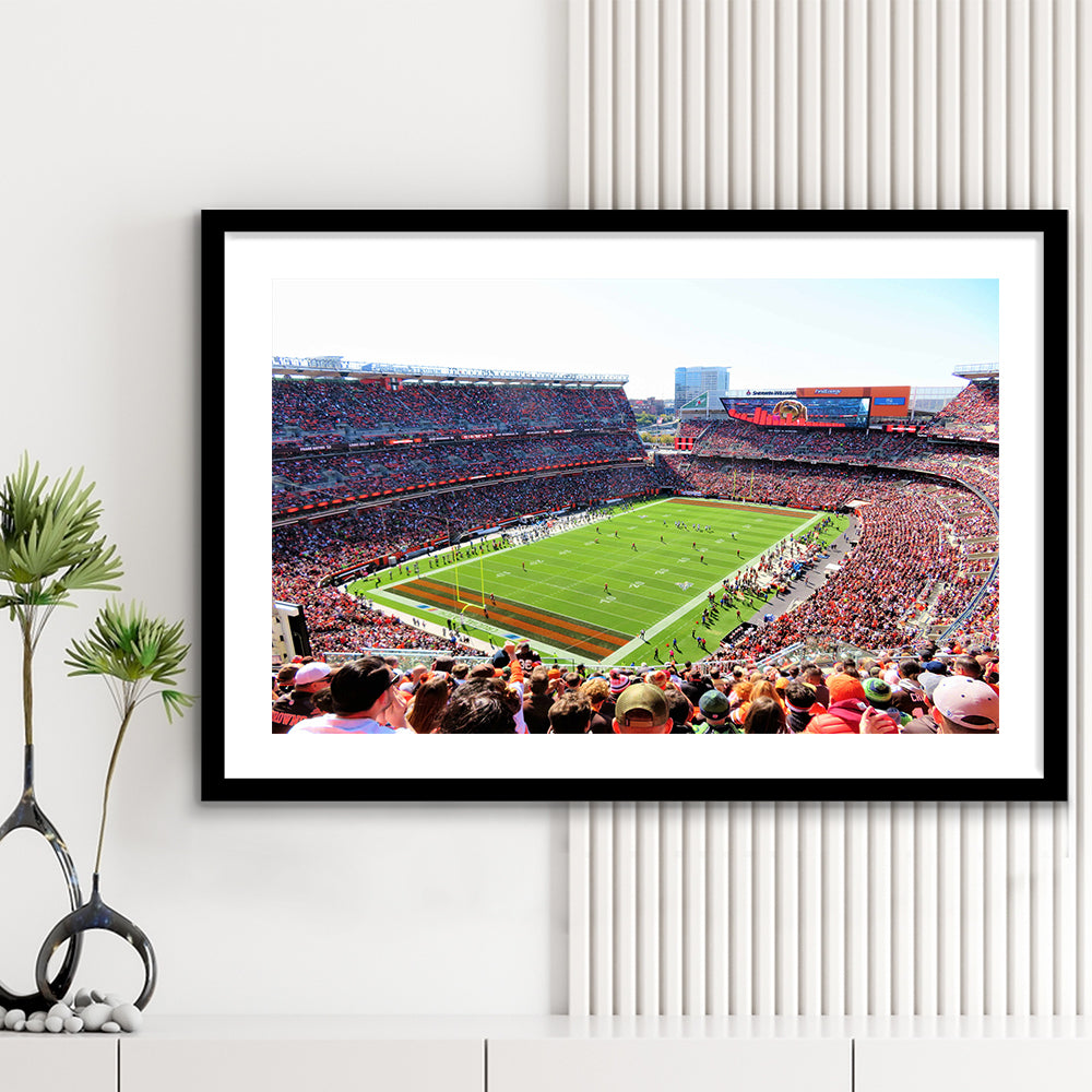 Overview of First Energy Field, Stadium Canvas, Sport Art, Gift for him, White Border Framed Art Print Wall Decor