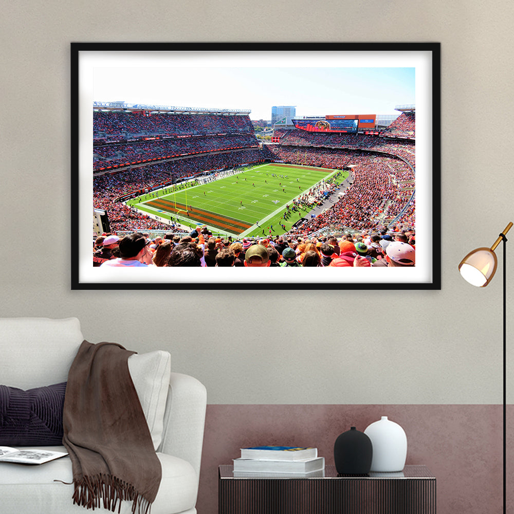 Overview of First Energy Field, Stadium Canvas, Sport Art, Gift for him, White Border Framed Art Print Wall Decor
