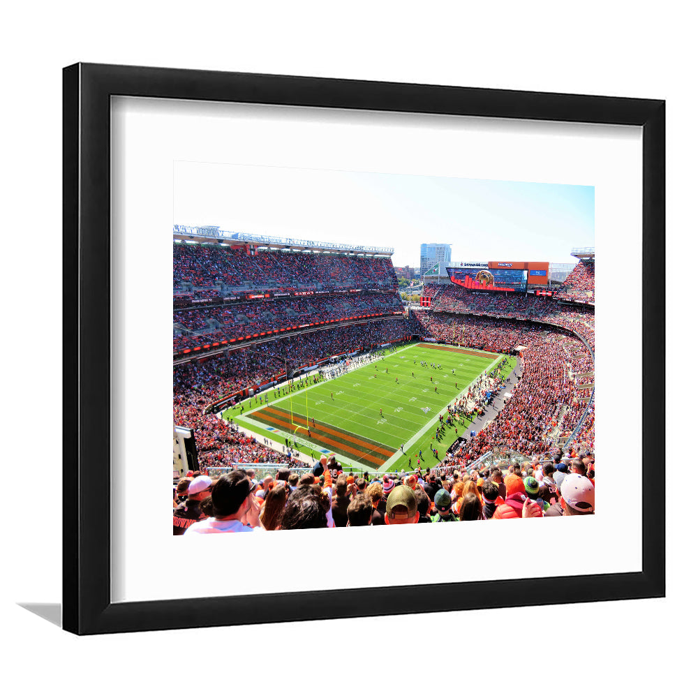 Overview of First Energy Field, Stadium Canvas, Sport Art, Gift for him, White Border Framed Art Print Wall Decor
