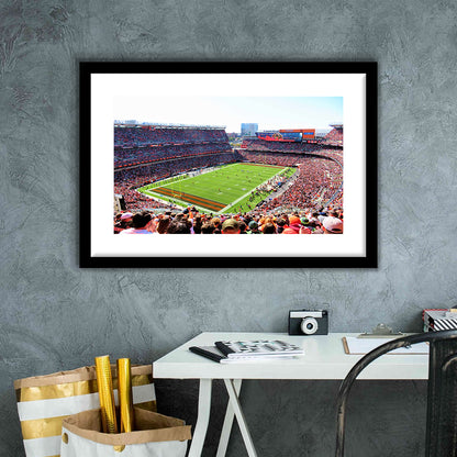 Overview of First Energy Field, Stadium Canvas, Sport Art, Gift for him, White Border Framed Art Print Wall Decor