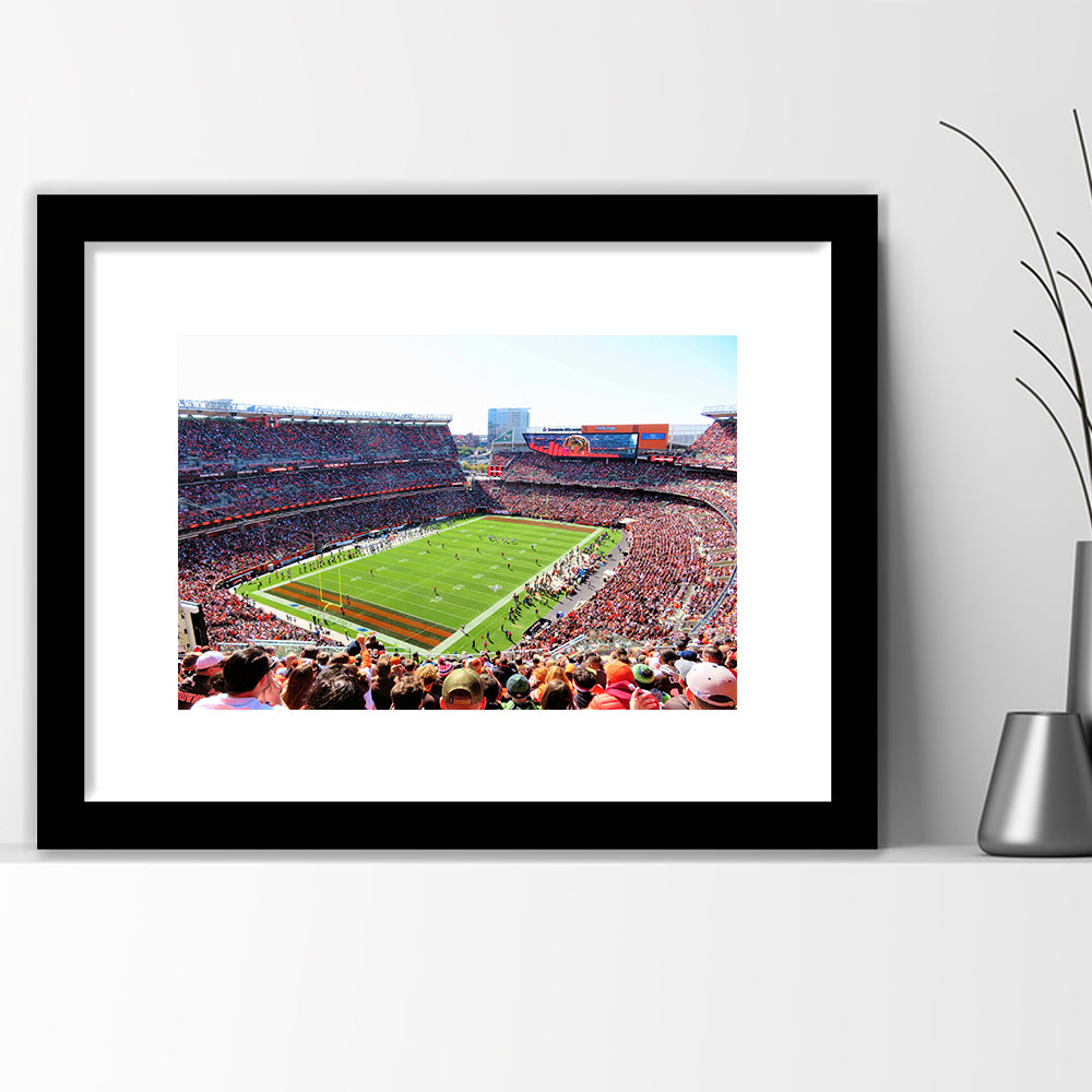 Overview of First Energy Field, Stadium Canvas, Sport Art, Gift for him, White Border Framed Art Print Wall Decor