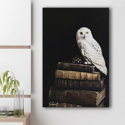 Owl on Vintage Books Oil Painting Dark Academia Cottagecore Bookish Decor, Canvas Print Wall Art, Wall Decor, Painting Canvas