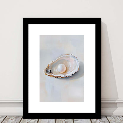 Oyster Oil 1 Painting Art Print, Oyster Art Still Life, French Kitchen Wall Decor, Framed Art Print, White Border