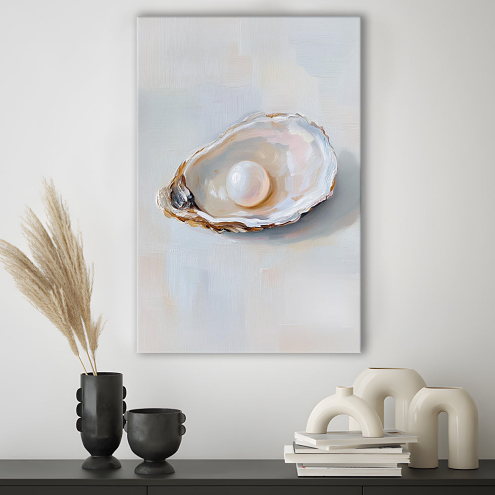 Oyster Oil 1 Painting Art Print, Oyster Art Still Life, French Kitchen Art, Kitchen Wall Decor, Canvas Print, Canvas Decor