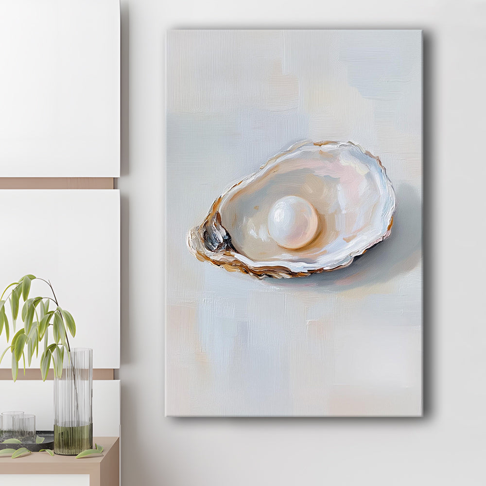 Oyster Oil 1 Painting Art Print, Oyster Art Still Life, French Kitchen Art, Kitchen Wall Decor, Canvas Print, Canvas Decor