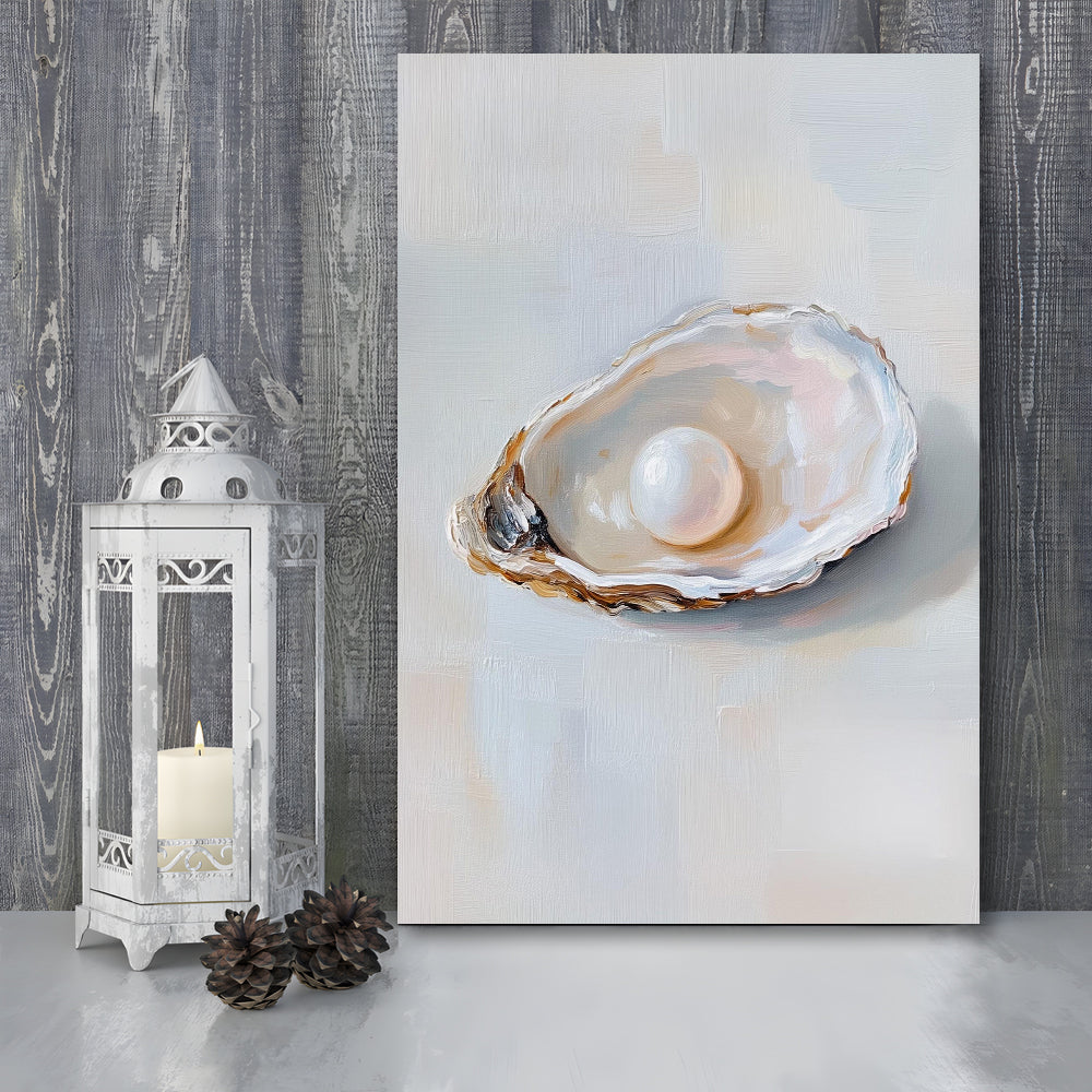 Oyster Oil 1 Painting Art Print, Oyster Art Still Life, French Kitchen Art, Kitchen Wall Decor, Canvas Print, Canvas Decor