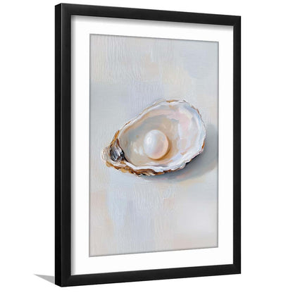 Oyster Oil 1 Painting Art Print, Oyster Art Still Life, French Kitchen Wall Decor, Framed Art Print, White Border