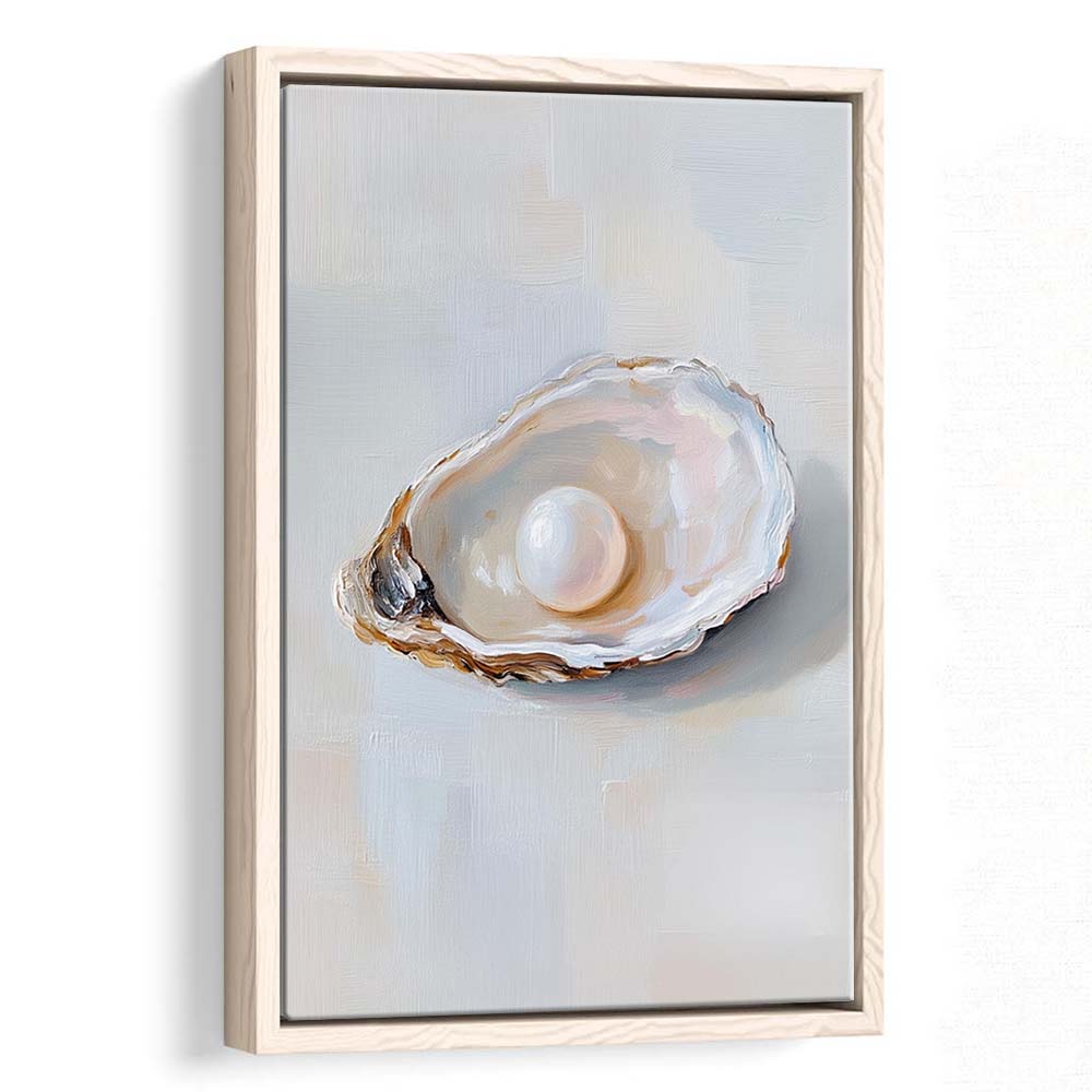 Oyster Oil 1 Painting Art Print, Oyster Art Still Life, French Kitchen Wall Decor, Framed Canvas Print, Floating Frame