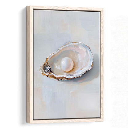 Oyster Oil 1 Painting Art Print, Oyster Art Still Life, French Kitchen Wall Decor, Framed Canvas Print, Floating Frame