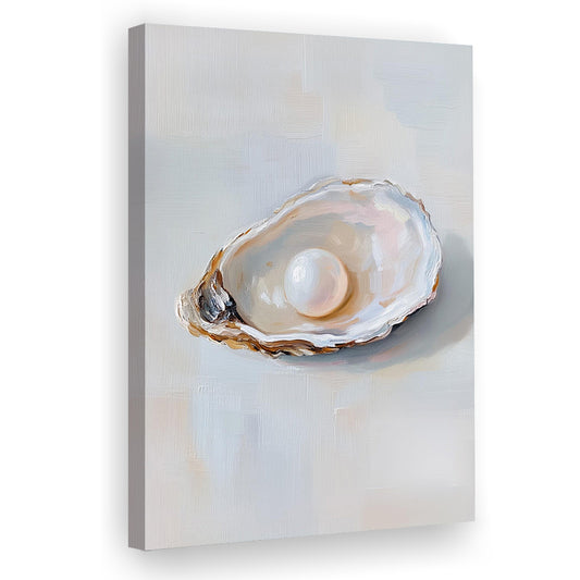 Oyster Oil 1 Painting Art Print, Oyster Art Still Life, French Kitchen Art, Kitchen Wall Decor, Canvas Print, Canvas Decor