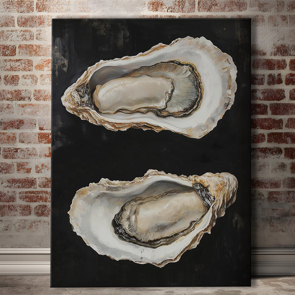 Oyster Oil Painting Art Print, French Kitchen Art, Still Life Original Art, Kitchen Wall Decor, Canvas Print, Canvas Decor