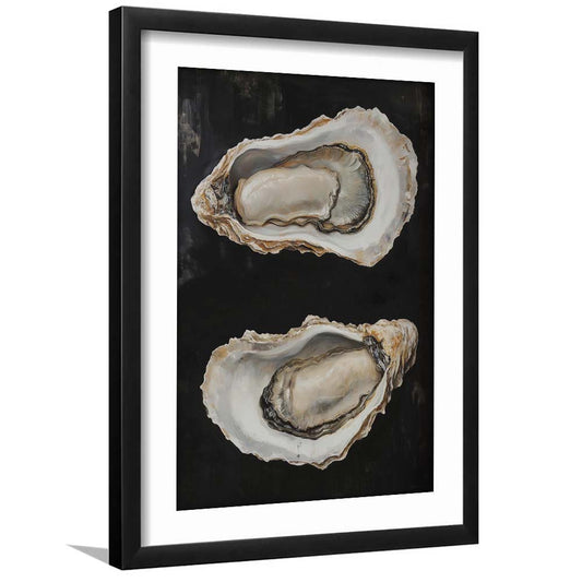 Oyster Oil Painting Art Print, French Kitchen Art, Still Life Art, Kitchen Wall Decor, Framed Art Print, White Border