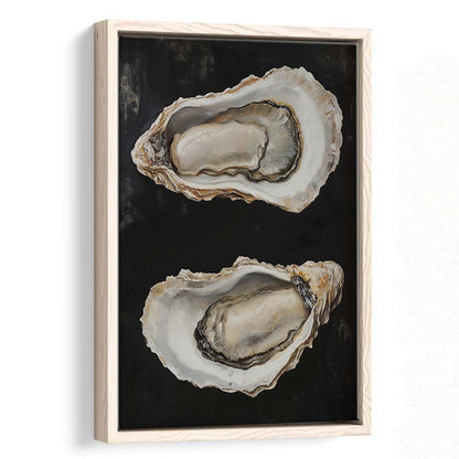 Oyster Oil Painting Art Print, French Kitchen Art, Still Life Art, Kitchen Wall Decor, Framed Canvas Print, Floating Frame