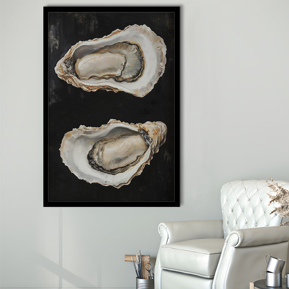Oyster Oil Painting Art Print, French Kitchen Art, Still Life Art, Kitchen Wall Decor, Framed Art Print, Fine Art Print