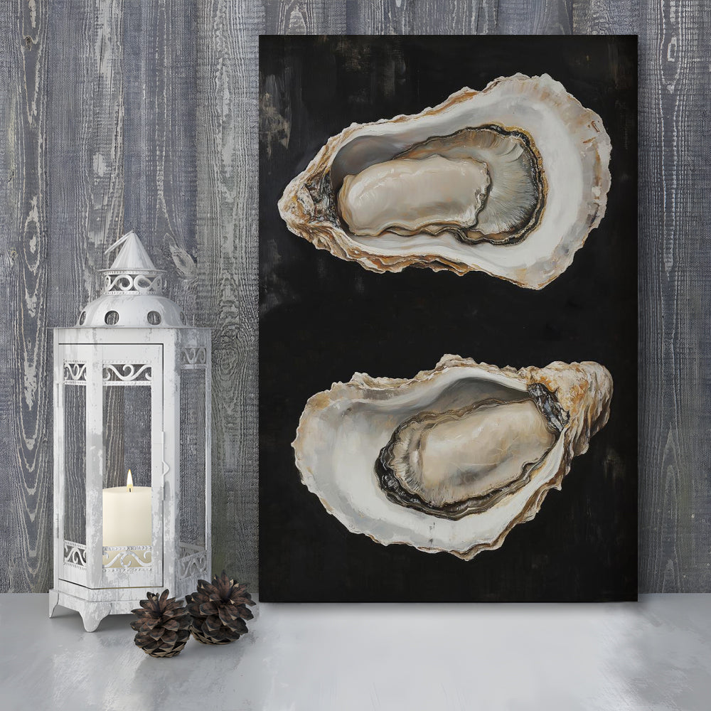 Oyster Oil Painting Art Print, French Kitchen Art, Still Life Original Art, Kitchen Wall Decor, Canvas Print, Canvas Decor
