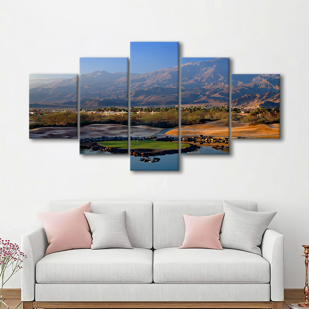 Pga West Stadium Course Hole 17 Golf Courses “Alcatraz”, La Quinta, California, 5 Pieces Mixed Canvas Print Wall Art