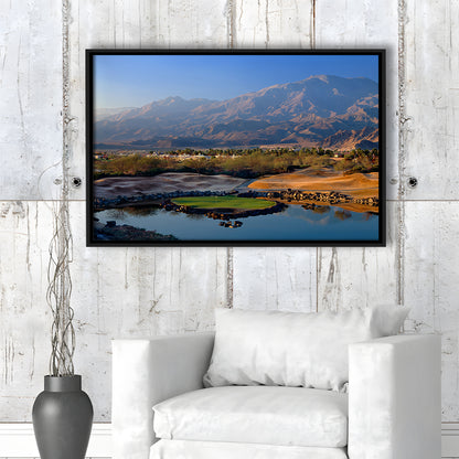 Pga West Stadium Course Hole 17 Golf Courses “Alcatraz”, La Quinta, CA,Floating Framed Canvas Print Wall Art