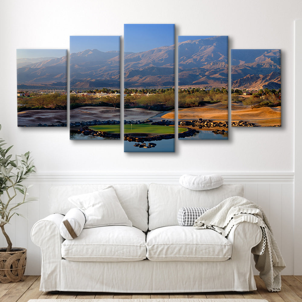 Pga West Stadium Course Hole 17 Golf Courses “Alcatraz”, La Quinta, California, 5 Pieces Mixed Canvas Print Wall Art