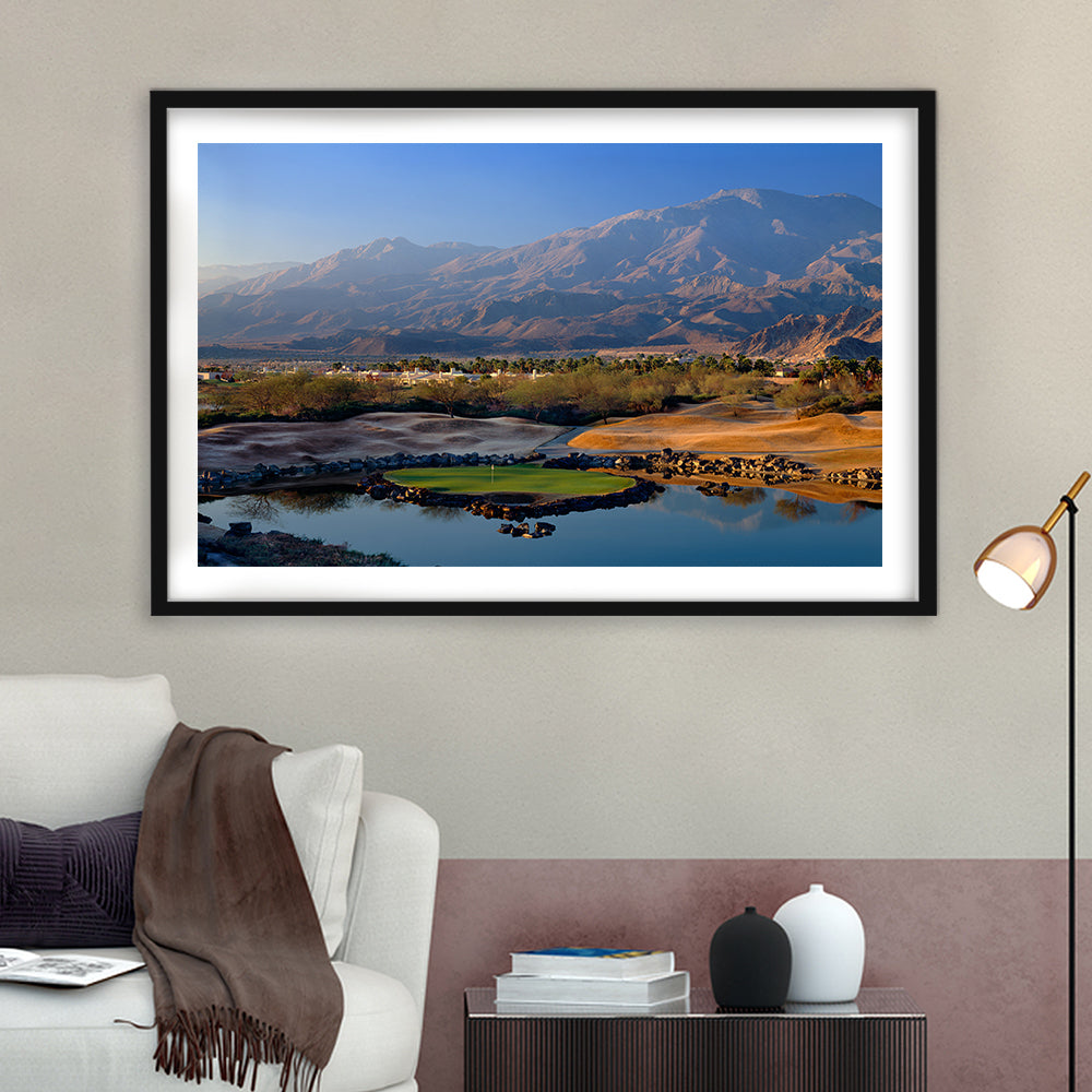 Pga West Stadium Course Hole 17 Golf Courses “Alcatraz”, La Quinta, California, Goft Art Print, Framed Art Print White Border