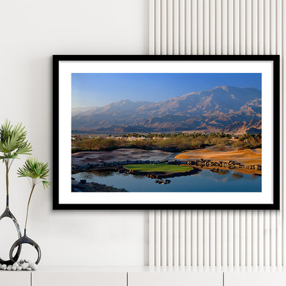 Pga West Stadium Course Hole 17 Golf Courses “Alcatraz”, La Quinta, California, Goft Art Print, Framed Art Print White Border