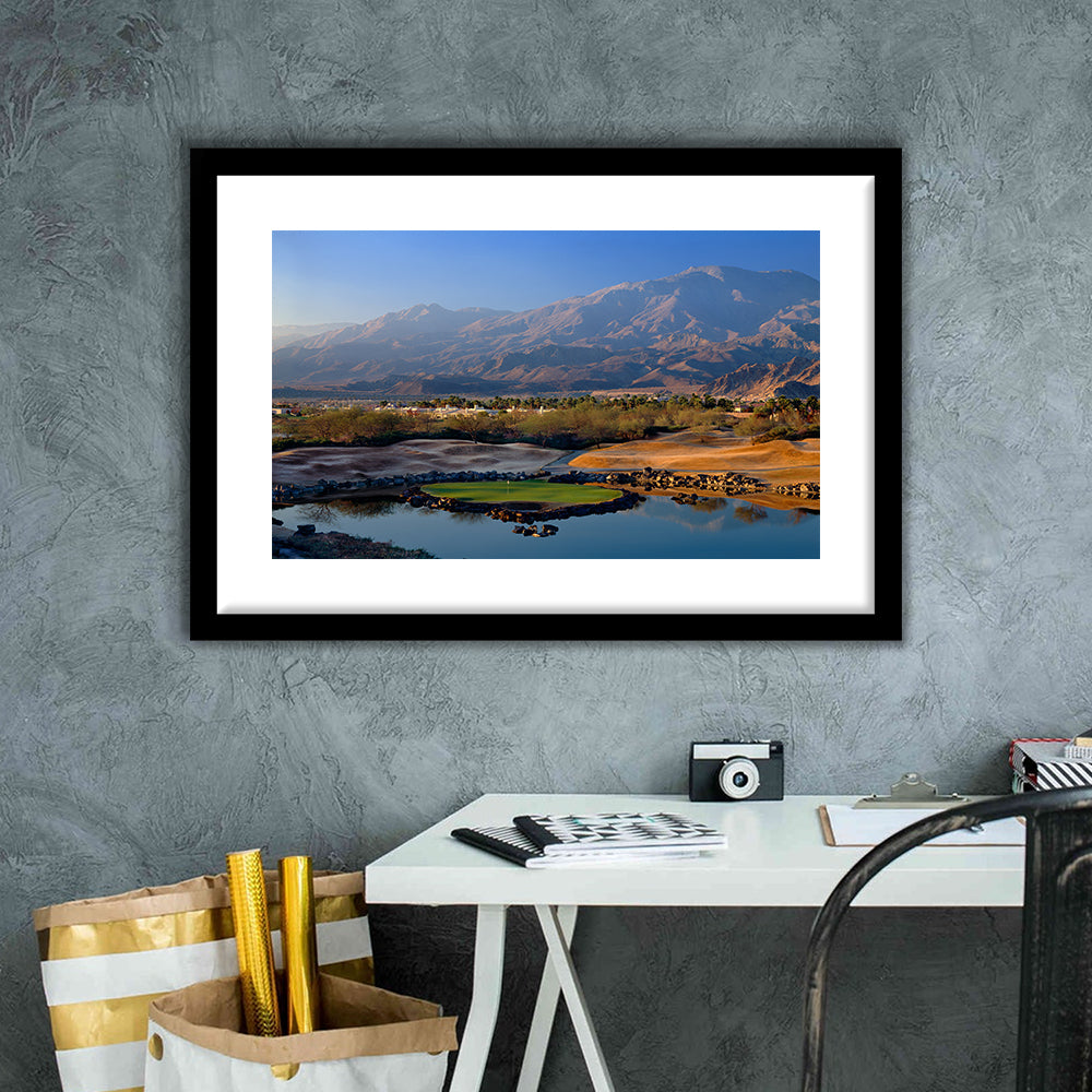 Pga West Stadium Course Hole 17 Golf Courses “Alcatraz”, La Quinta, California, Goft Art Print, Framed Art Print White Border