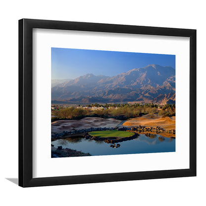 Pga West Stadium Course Hole 17 Golf Courses “Alcatraz”, La Quinta, California, Goft Art Print, Framed Art Print White Border
