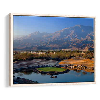 Pga West Stadium Course Hole 17 Golf Courses “Alcatraz”, La Quinta, CA,Floating Framed Canvas Print Wall Art