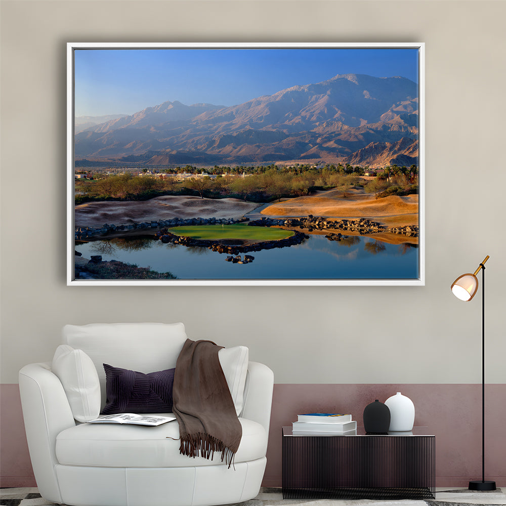 Pga West Stadium Course Hole 17 Golf Courses “Alcatraz”, La Quinta, CA,Floating Framed Canvas Print Wall Art