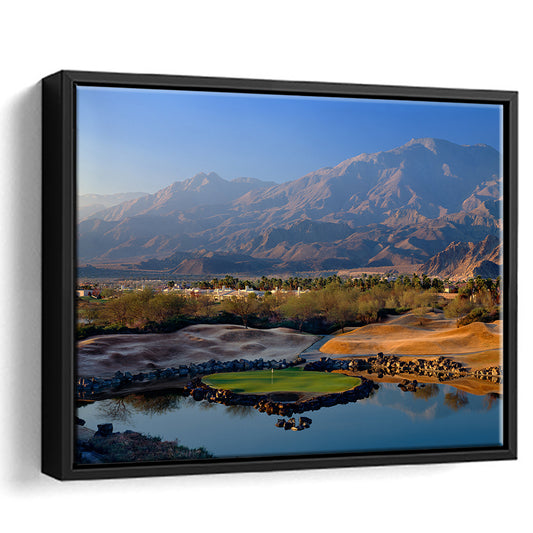 Pga West Stadium Course Hole 17 Golf Courses “Alcatraz”, La Quinta, CA,Floating Framed Canvas Print Wall Art