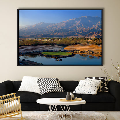 Pga West Stadium Course Hole 17 Golf Courses “Alcatraz”, La Quinta, CA,Floating Framed Canvas Print Wall Art