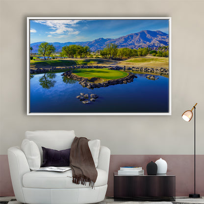 Pga West Stadium Course, Hole 17 Fine Art At Califorlia, Floating Framed Canvas Print Wall Art