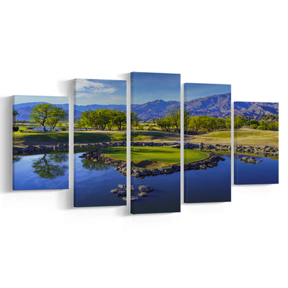 Pga West Stadium Course, Hole 17 Fine Art At Califorlia, Golf Art Print, 5 Pieces Mixed Canvas Print Wall Art