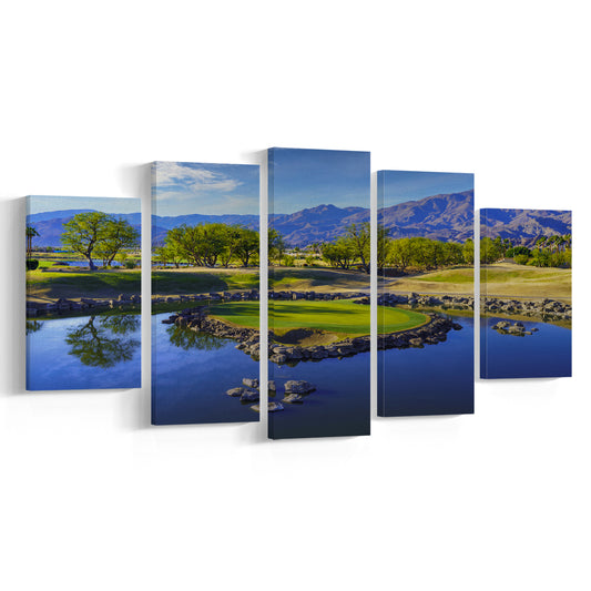 Pga West Stadium Course, Hole 17 Fine Art At Califorlia, Golf Art Print, 5 Pieces Mixed Canvas Print Wall Art