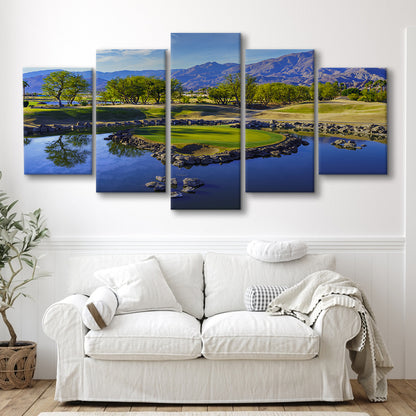 Pga West Stadium Course, Hole 17 Fine Art At Califorlia, Golf Art Print, 5 Pieces Mixed Canvas Print Wall Art