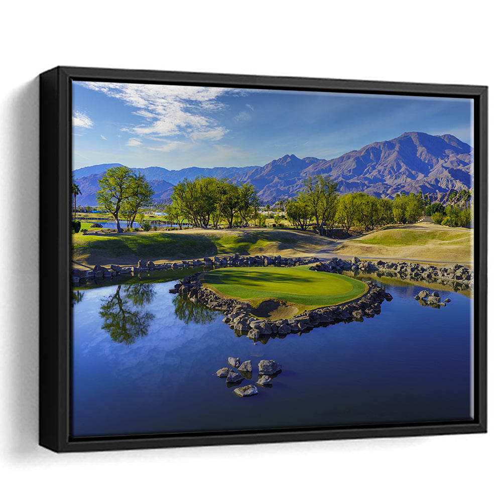 Pga West Stadium Course, Hole 17 Fine Art At Califorlia, Floating Framed Canvas Print Wall Art
