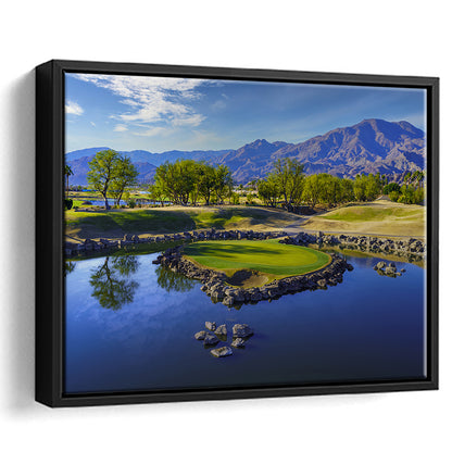 Pga West Stadium Course, Hole 17 Fine Art At Califorlia, Floating Framed Canvas Print Wall Art