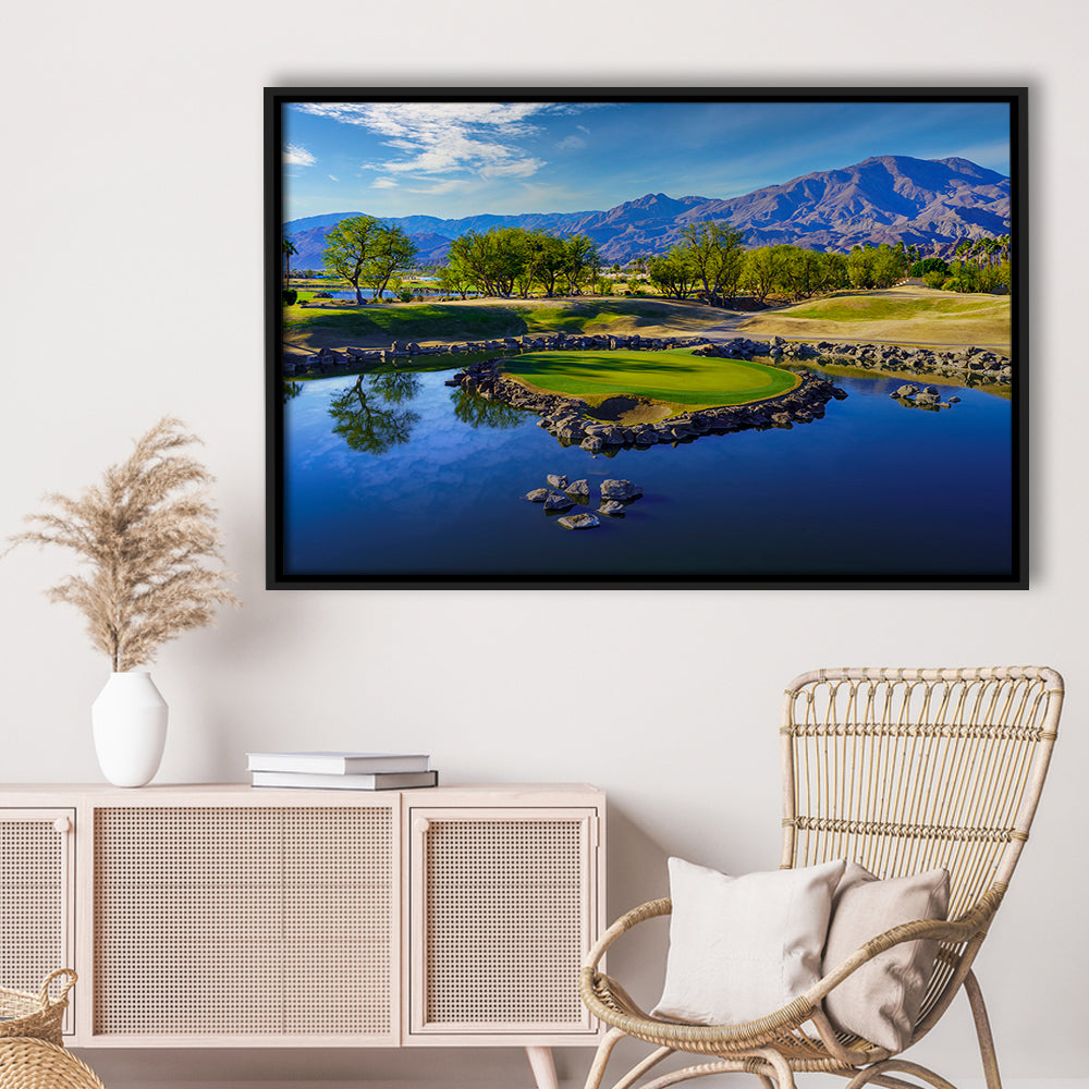Pga West Stadium Course, Hole 17 Fine Art At Califorlia, Floating Framed Canvas Print Wall Art