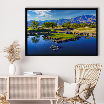 Pga West Stadium Course, Hole 17 Fine Art At Califorlia, Floating Framed Canvas Print Wall Art
