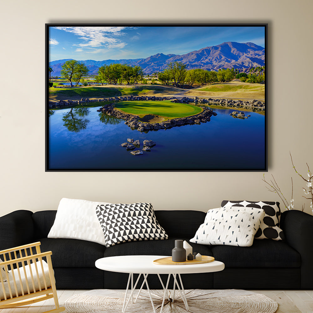 Pga West Stadium Course, Hole 17 Fine Art At Califorlia, Floating Framed Canvas Print Wall Art