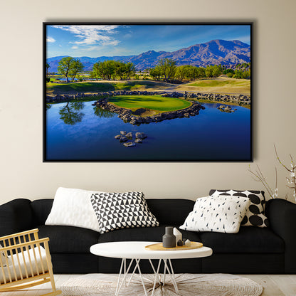 Pga West Stadium Course, Hole 17 Fine Art At Califorlia, Floating Framed Canvas Print Wall Art
