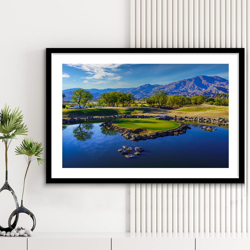 Pga West Stadium Course, Hole 17 Fine Art At Califorlia, Goft Art Print, Framed Art Print White Border Wall Decor