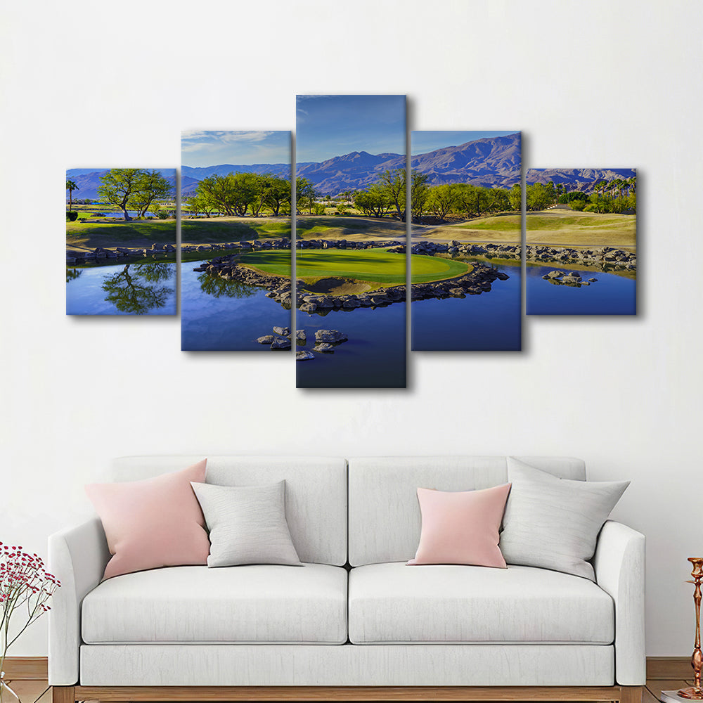 Pga West Stadium Course, Hole 17 Fine Art At Califorlia, Golf Art Print, 5 Pieces Mixed Canvas Print Wall Art