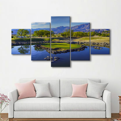 Pga West Stadium Course, Hole 17 Fine Art At Califorlia, Golf Art Print, 5 Pieces Mixed Canvas Print Wall Art