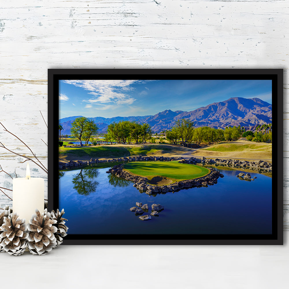 Pga West Stadium Course, Hole 17 Fine Art At Califorlia, Floating Framed Canvas Print Wall Art