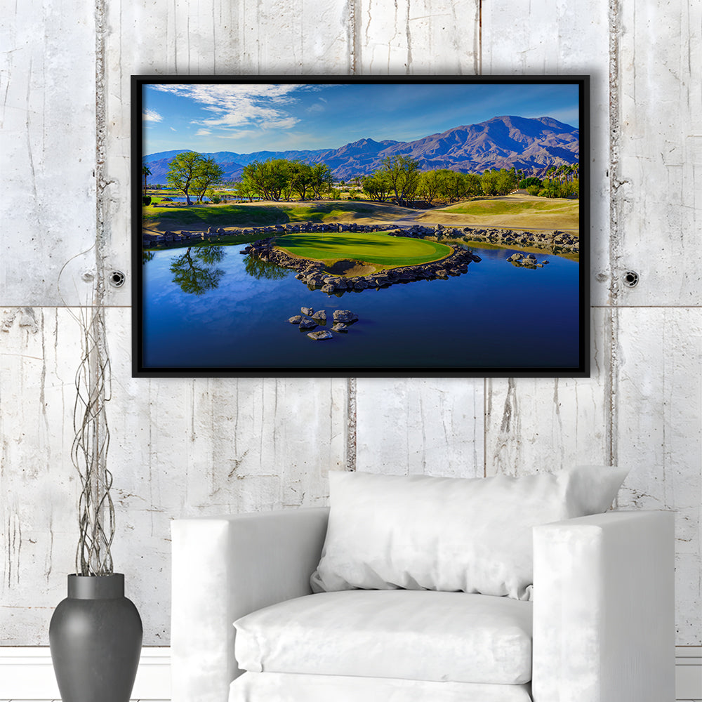 Pga West Stadium Course, Hole 17 Fine Art At Califorlia, Floating Framed Canvas Print Wall Art