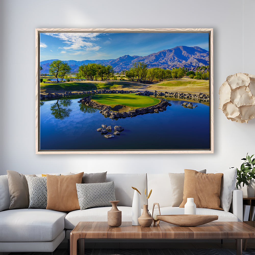 Pga West Stadium Course, Hole 17 Fine Art At Califorlia, Floating Framed Canvas Print Wall Art