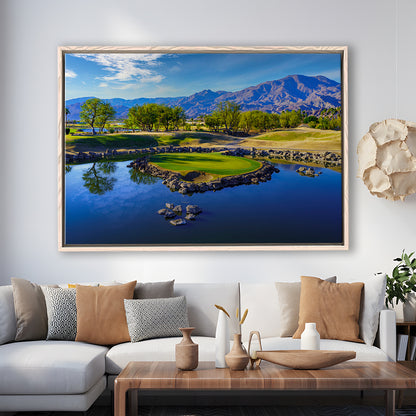 Pga West Stadium Course, Hole 17 Fine Art At Califorlia, Floating Framed Canvas Print Wall Art
