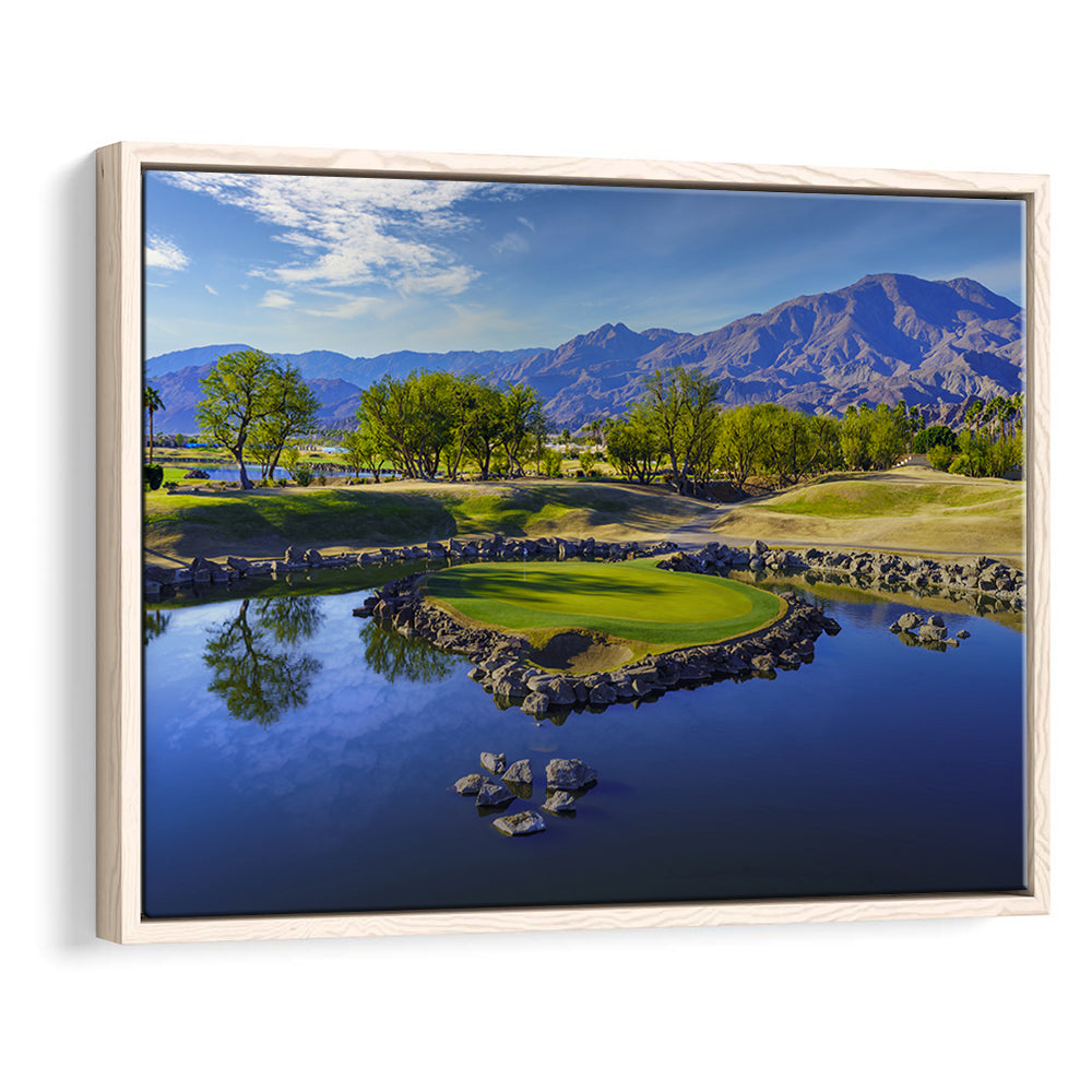Pga West Stadium Course, Hole 17 Fine Art At Califorlia, Floating Framed Canvas Print Wall Art